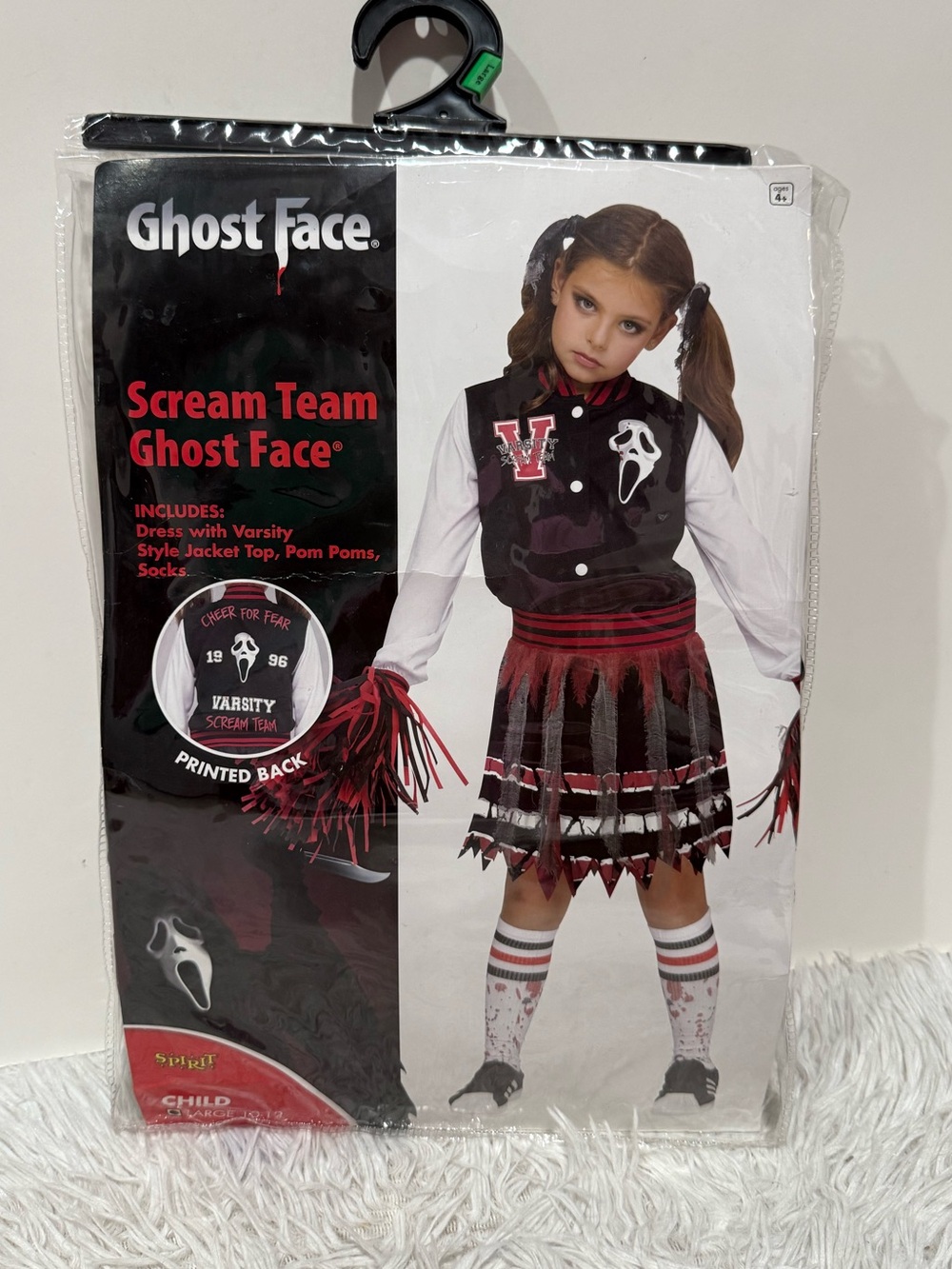 Spirit Ghost Face Scream Team Cheerleader Costume -Girl in Black & Red Large